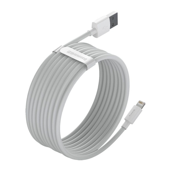 BASEUS WISDOM 2-PACK LIGHTNING 150CM/2,4A HVIT