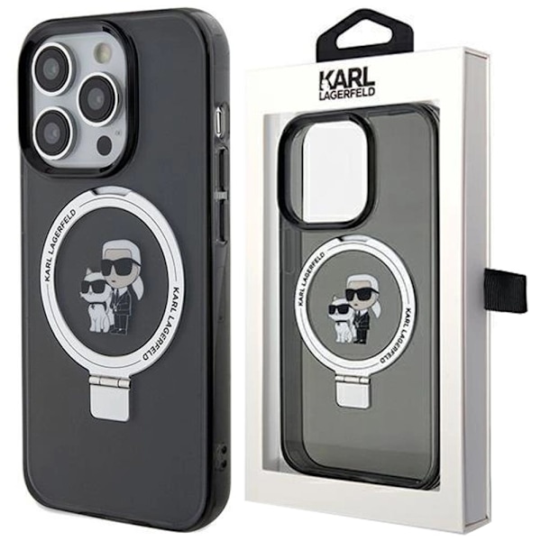 Karl Lagerfeld Ring Stand Karl&Choupette MagSafe deksel til iPhone 14 Pro Max - svart