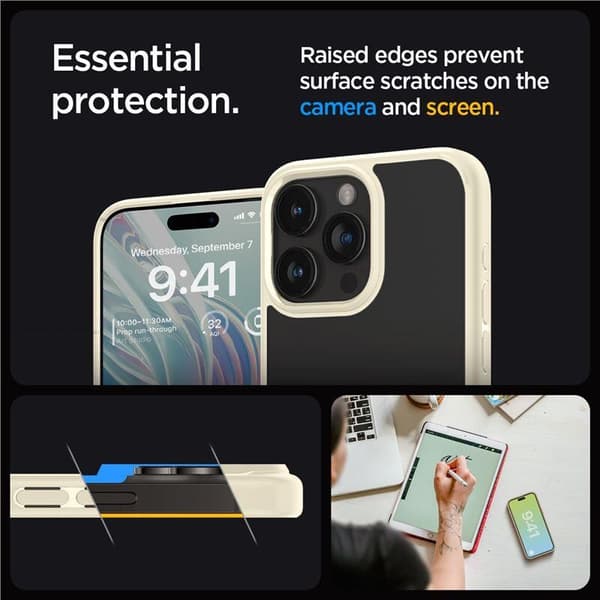 Spigen Crystal Hybrid, sandbeige - iPhone 15 Pro Max