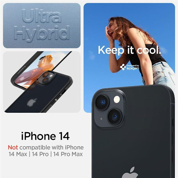 SPIGEN ULTRA HYBRID IPHONE 14 FROST SVART