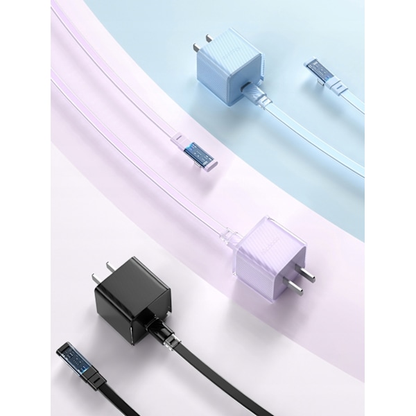 MCDODO ANGLE USB LIGHTNING PLATKABEL 36W IPHONE 13 14 BLÅ 2M