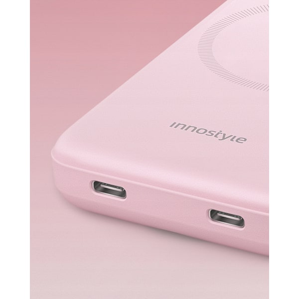 INNOSTYLE POWERDUO 2IN1 SNABB INDUKTION POWERBANK FÖR MAGSAFE KLOCKA 10000MAH ROSA