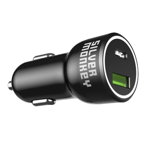 Silver Monkey SMA078 billader 1xUSB-C 1xUSB-A 45W PD QC - svart