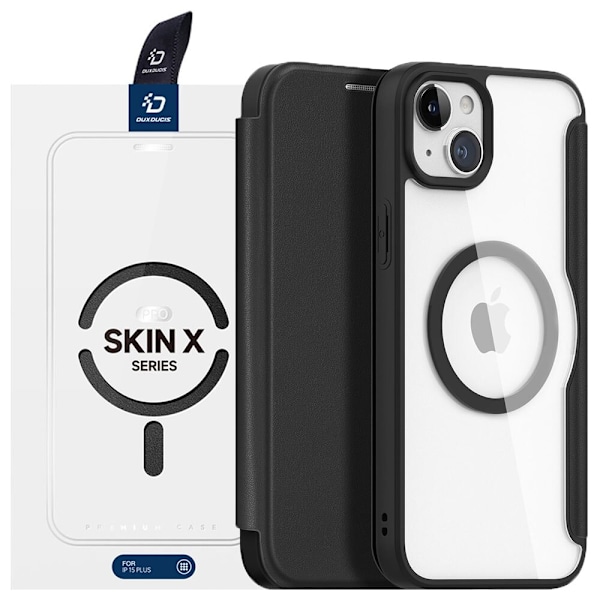 Dux Ducis Skin X Pro iPhone 15 Plus Magnetic Flip MagSafe-deksel - Svart