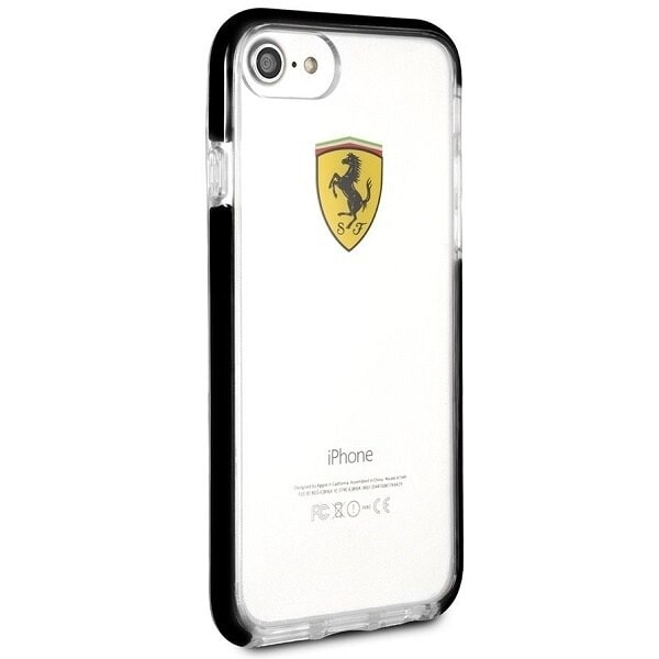 FERRARI STØDSIKKERT ETUI TIL IPHONE 7 / 8 / SE 2020 / SE 2022 - GENNEMSIGTIG OG SORT