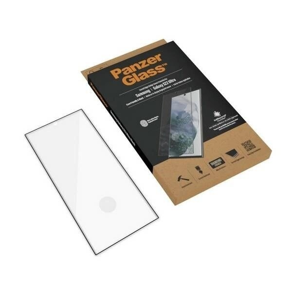 PanzerGlass E2E Microfracture antibakterielt glass til Samsung Galaxy S22 Ultra - med svart ramme