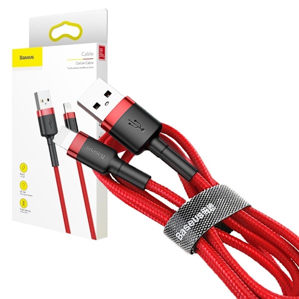 Baseus Cafule-kabel slitesterk nylonkabel USB / Lightning QC3.0 1,5A 2M rød (CALKLF-C09)