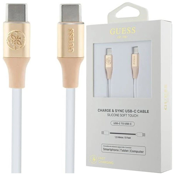 Guess Ebossed Logo USB-C / USB-C-kabel 1,5 m hurtiglading - gull