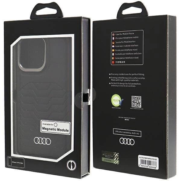 AUDI SYNTETISK LÆDER TASKE MED MAGSAFE TIL IPHONE 14 PRO MAX - SORT