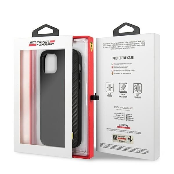 FERRARI ON TRACK CARBON STRIPE ETUI TIL IPHONE 12 MINI - SORT