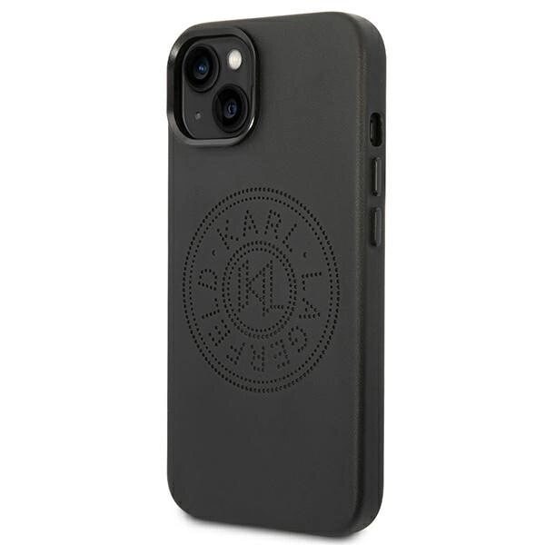 Karl Lagerfeld KLHCP14MFWHK fodral för iPhone 14 Plus hårdfodral - svart Läder Perforerad logotyp