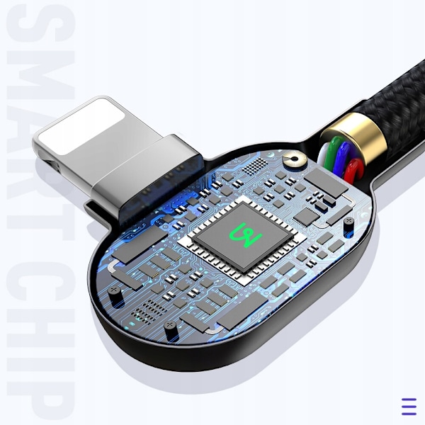 MCDODO 90° VINKEL KABEL USB-C DUBBELSIDIG LIGHTNING IPHONE 13 14 LED 1M
