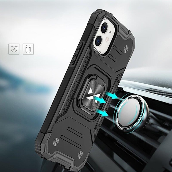 Wozinsky Ring Armor iPhone 14 Plus-deksel pansret hybriddeksel + magnetisk holder svart