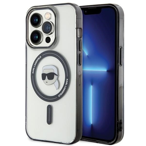 Karl Lagerfeld KLHMP15XHKHNOTK iPhone 15 Pro Max 6.7 gjennomsiktig hardt deksel IML Karl`s Head MagSafe