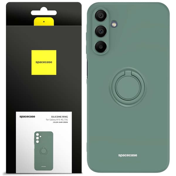 Spacecase Silikonecase Ring För Samsung Galaxy A15 4G 5G Mörkgrön