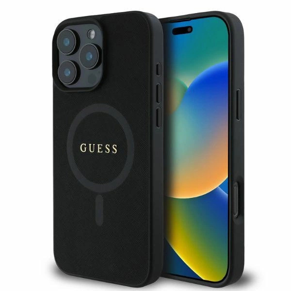 GUESS SAFFIANO CLASSIC LOGO MAGSAFE ETUI TIL IPHONE 16 PRO MAX - SORT