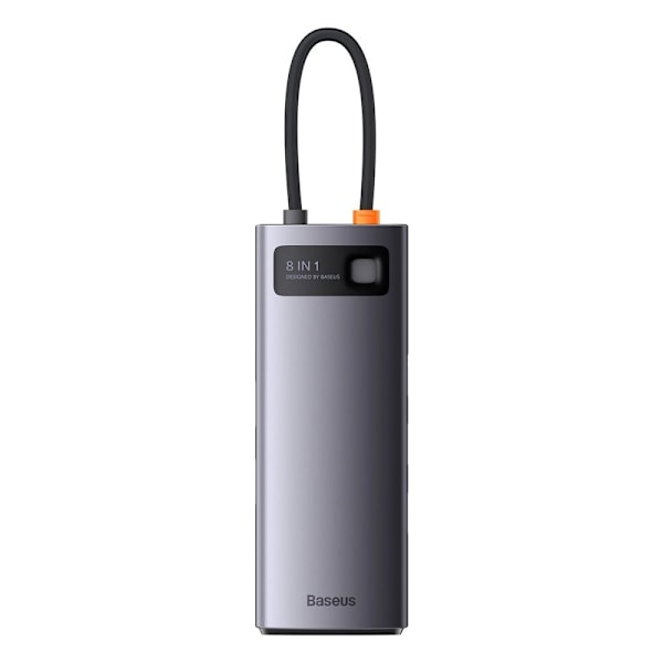 BASEUS HUB 8IN1 USB-C TIL USB-C PD / 3X USB-A / HDMI / RJ-45 / SD TF GRÅ