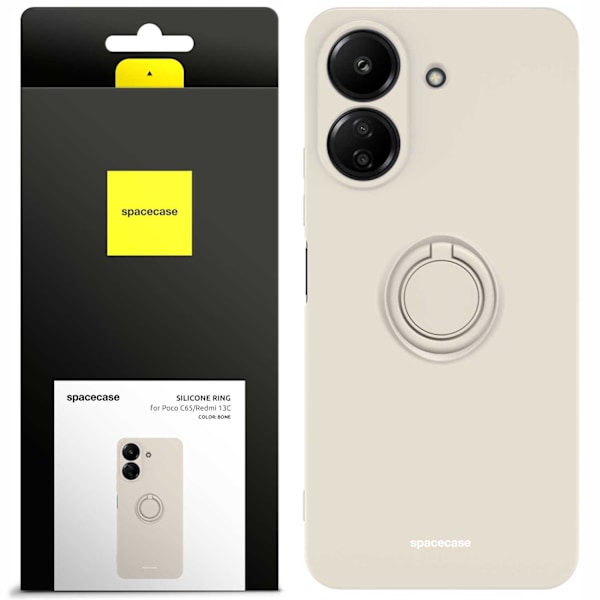 Spacecase Silikon Case Ring För Xiaomi Redmi 13C 4G Poco C65 Bone