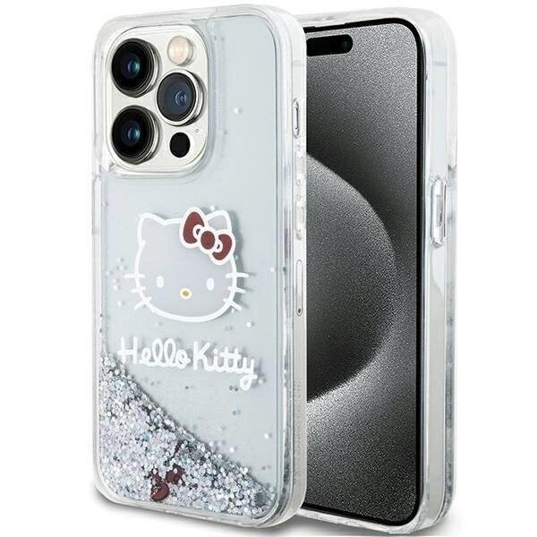 Hello Kitty Liquid Glitter Charms Kitty Head-deksel til iPhone 14 Pro Max - Sølv