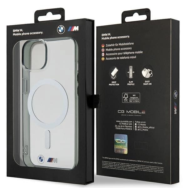 BMW SILVER RING MAGSAFE ETUI TIL IPHONE 14 - GENNEMSIGTIG