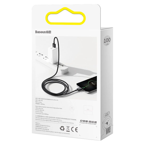 Baseus Superior USB-A / micro USB 2A kabel 2m - svart