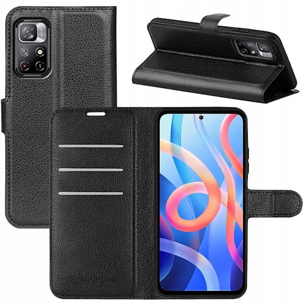 Litchi Skydd För Xiaomi Poco M4 Pro 5G Redmi Note 11T Svart