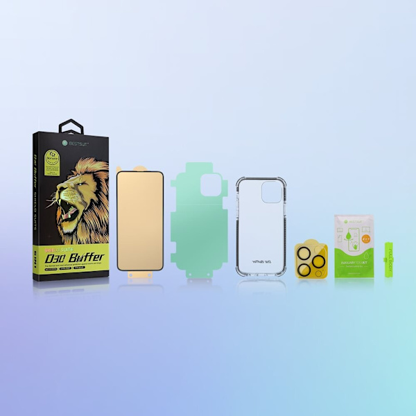 BESTSUIT 6I1 SÆT TIL IPHONE 11 PRO MAX COVER / FLEXI HÆRDET GLAS / BAGSIDEFOLIE / KAMERAGLAS / KLUDE / APPLIKATOR (D30 BUFFER)