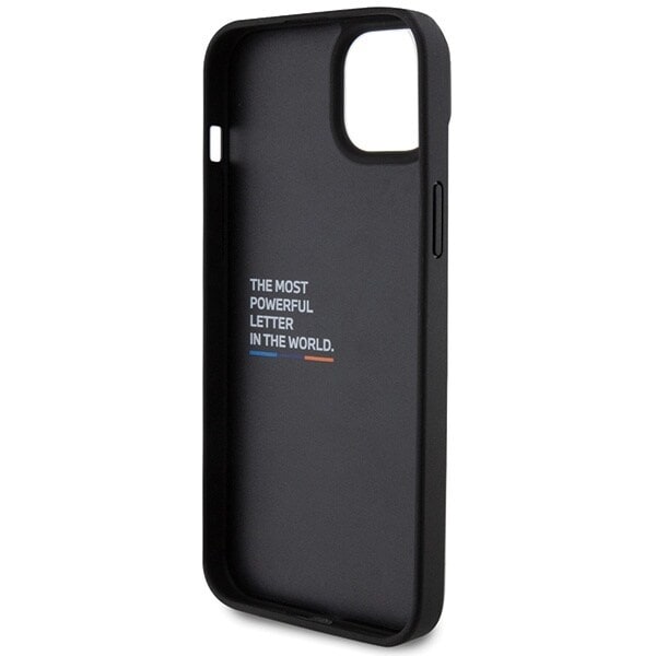 BMW Leather Carbon deksel til iPhone 15 Plus - svart