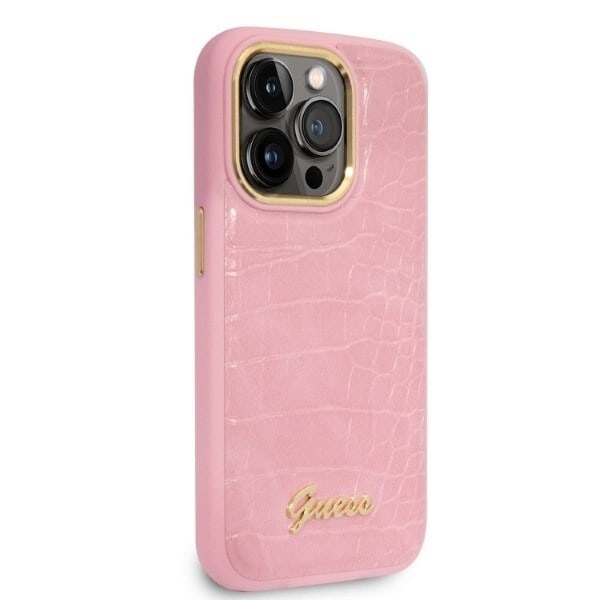 Guess GUHCP14LHGCRHP iPhone 14 Pro 6.1 rosa/rosa hardt deksel Croco Collection