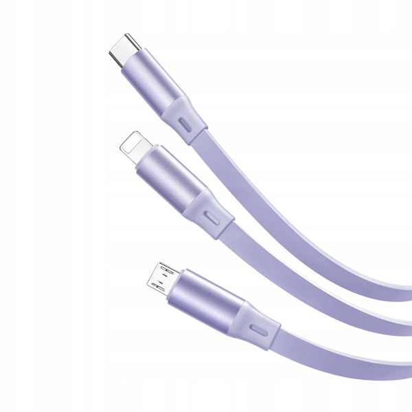 MCDODO USB-KABEL 3-I-1 REVELLAD USB-C LYN MICRO SNABBLADDNING 66W LILLA