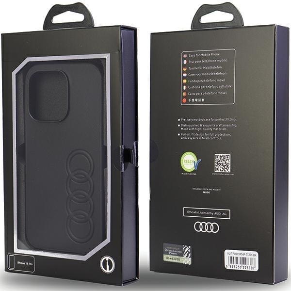 Audi syntetisk skinnveske til iPhone 14 Pro - svart AU-TPUPCIP14P-TT/D1-BK