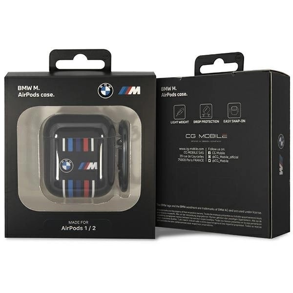 BMW MULTIPLE COLOURED LINES ETUI TIL AIRPODS 1/2 - SORT