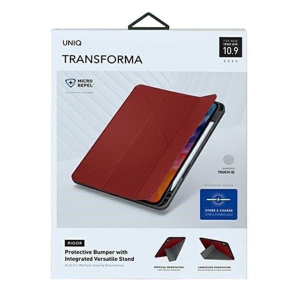 UNIQ TRANSFORMA RIGOR ETUI TIL IPAD AIR 10.9 (2020) - RØD