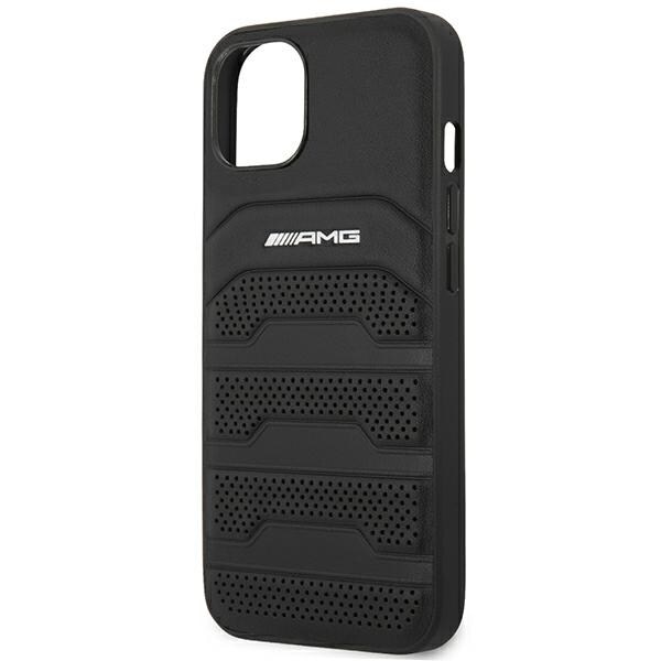 AMG LEATHER DEBOSSED LINES ETUI TIL IPHONE 14 PLUS - SORT
