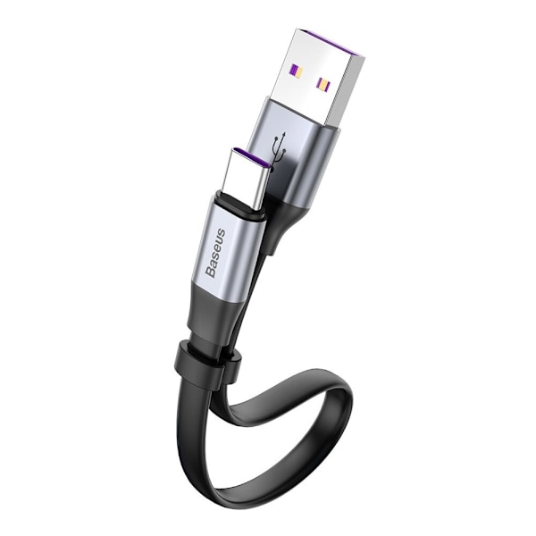 Baseus Enkel flatkabel USB / USB Type C SuperCharge 5A 40W Quick Charge 3.0 QC 3.0 23cm grå (CATMBJ-BG1)