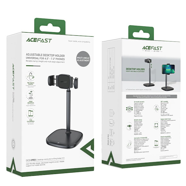 Acefast stativ teleskoptelefonholder svart (E12)