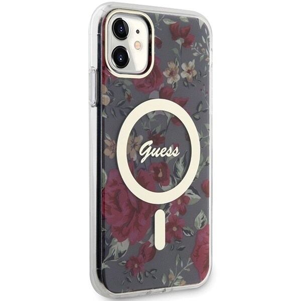 Guess GUHMN61HCFWSA-deksel til iPhone 11 / Xr grønn/khaki hardt deksel Flower MagSafe