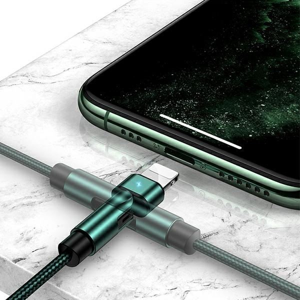 USAMS U60 2A Lightning Braided Swivel Kabel svart/svart 1m SJ476USB01 (US-SJ476)