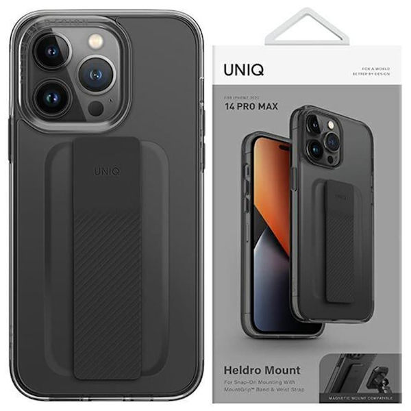 UNIQ Heldro Mount iPhone 14 Pro 6.1 deksel grå/damp røyk