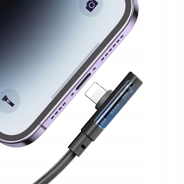 MCDODO ANGLE USB-C LIGHTNING FLAT KABEL 36W IPHONE 12 13 14 SVART 2M