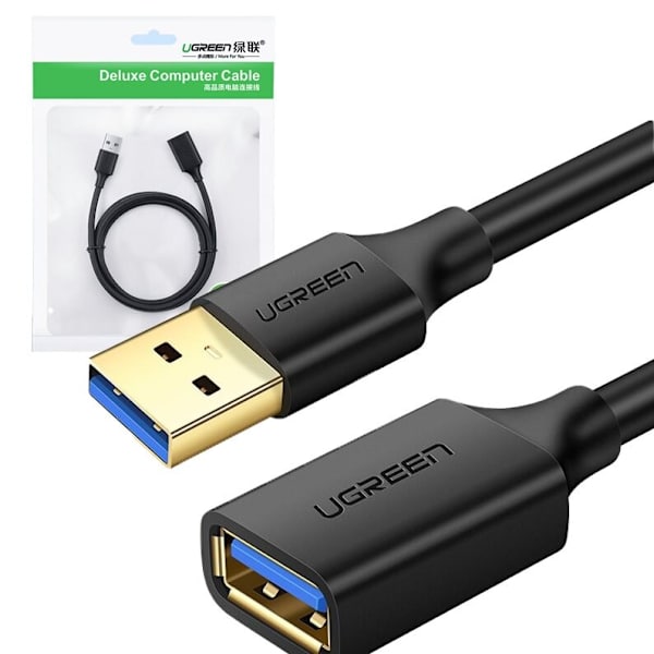Ugreen kabelforlengelseskabeladapter USB 3.0 (hun) - USB 3.0 (hann) 2m svart (US129 10373)