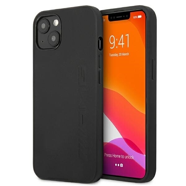 AMG LÆDER HOT STAMPED ETUI TIL IPHONE 13 MINI - SORT
