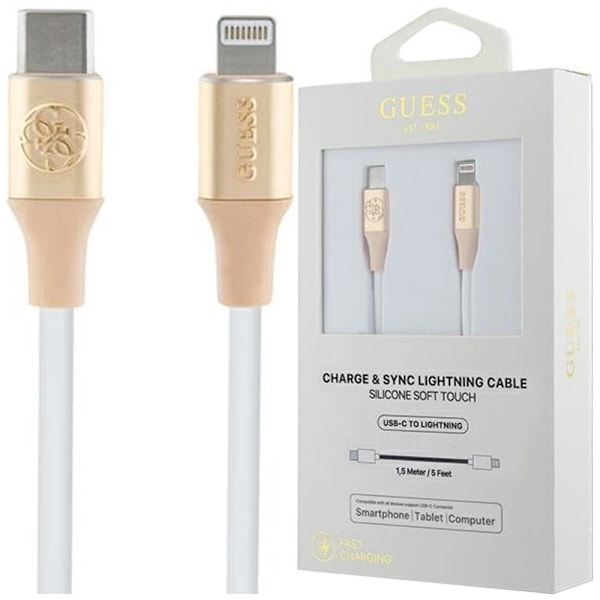 Guess Ebossed Logo USB-C / Lightning-kabel 1,5 m hurtiglading - gull