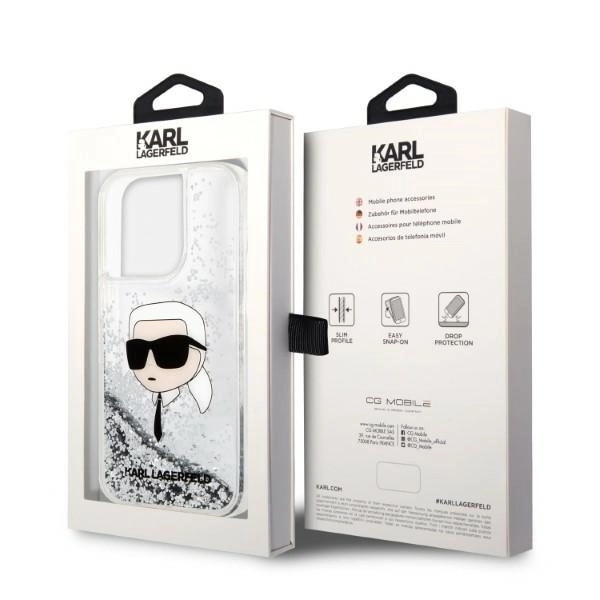 KARL LAGERFELD GLITTER KARL'S HEAD ETUI TIL IPHONE 14 PRO - SØLV