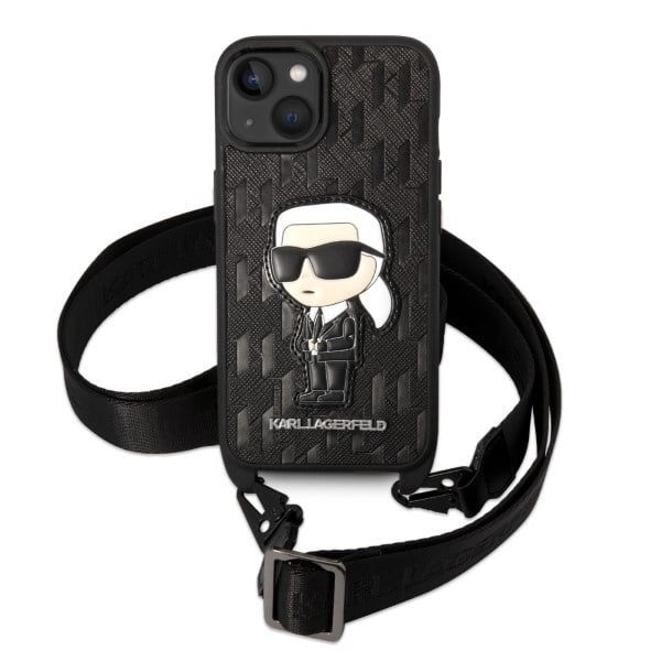 KARL LAGERFELD MONOGRAM IKONIK PATCH COVER TIL IPHONE 14 PLUS - SORT