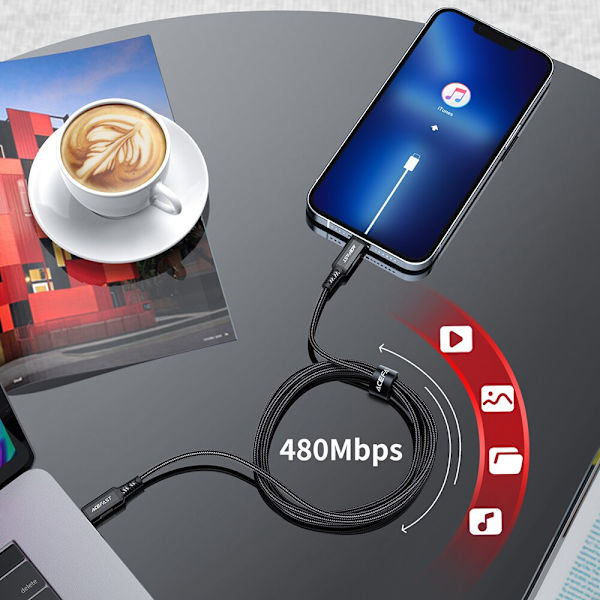 Acefast MFI-kabel USB Type C - Lightning 1,8m, 30W, 3A svart (C4-01 C Black)