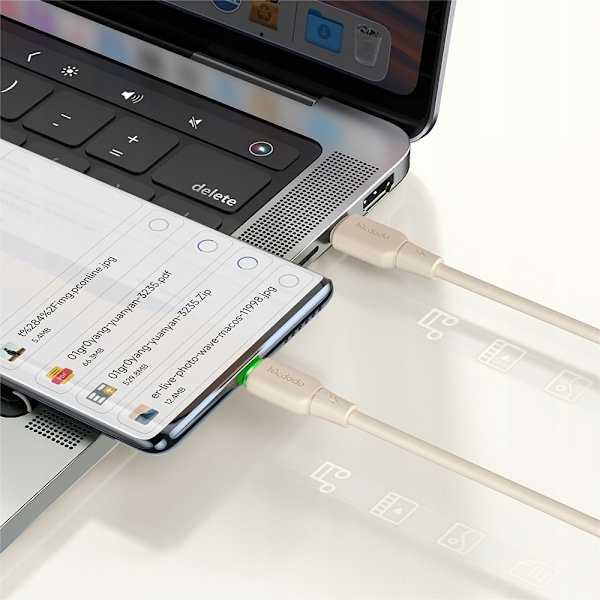 MCDODO USB-C SNABBLADDNINGSKABEL FÖR SAMSUNG APPLE USB TYP C 65W 1M LED BEIGE