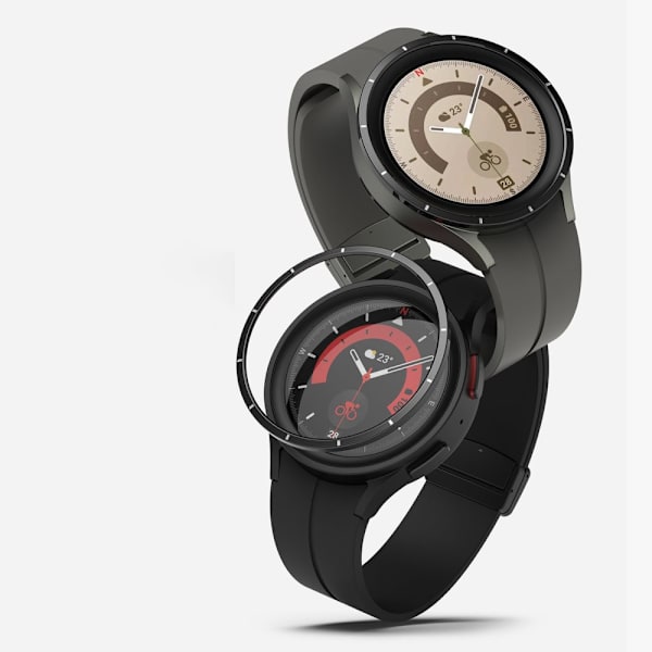Ringke Bezel Styling Deksel for Samsung Galaxy Watch 5 Pro 45mm rustfritt stål ytterdeksel Edge Black