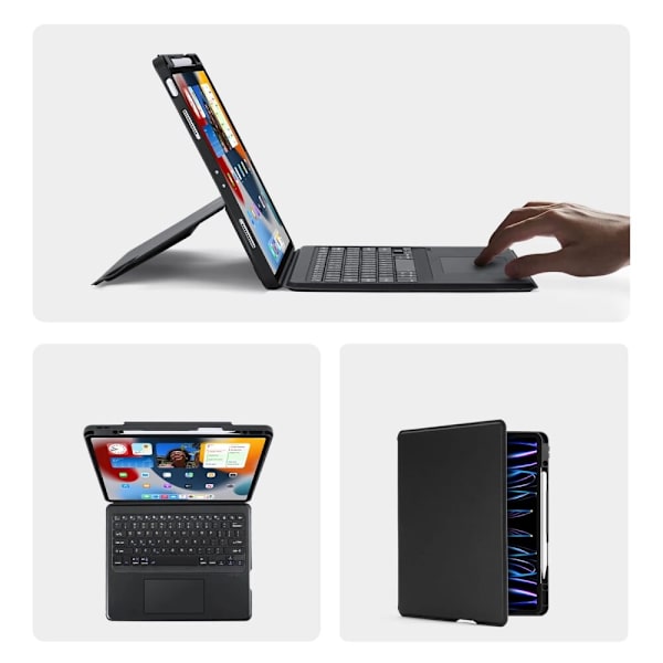 Dux Ducis DK Series Bluetooth-tastaturveske for Apple iPad Pro 12.9 (2020/2021/2022) - Svart
