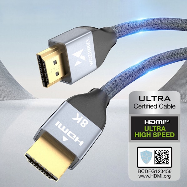 Wozinsky HDMI 2.1-kabel 8K 60 Hz 48 Gbps / 4K 120 Hz / 2K 144 Hz 2 m sølv (WHDMI-20)